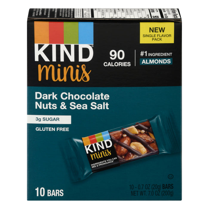 Kind - Bar Mini Dark Chocolate Nut Sea Salt - Case Of 8-10/.7  Oz