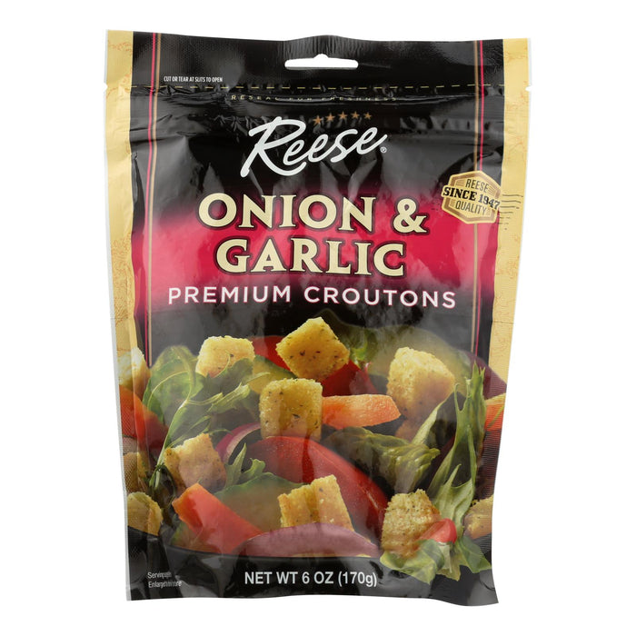 Reese Premium Croutons - Onion And Garlic - Case Of 12 - 6 Oz