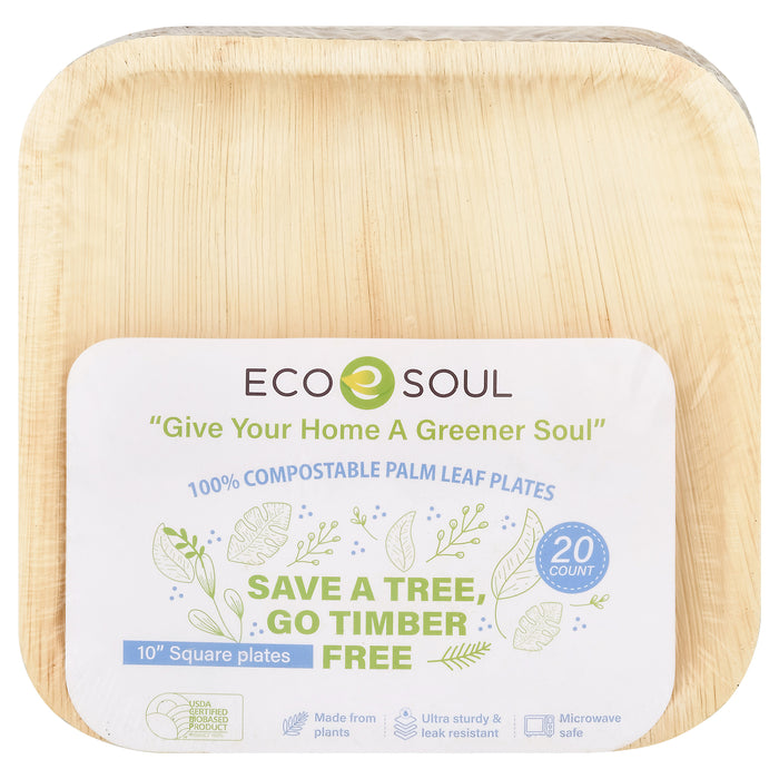 Ecosoul Home - Palm Leaf Plates 10 In. - Case Of 8- 20 Ct