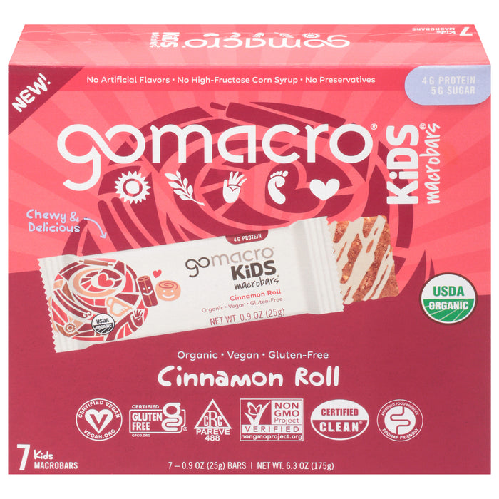 Gomacro - Bar Cinnamon Roll Kid - Case Of 7- 6.3 Oz