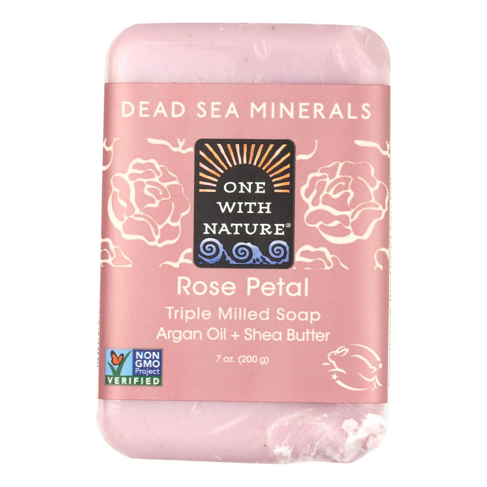 One With Nature Dead Sea Mineral Rose Petal Soap -7 Oz