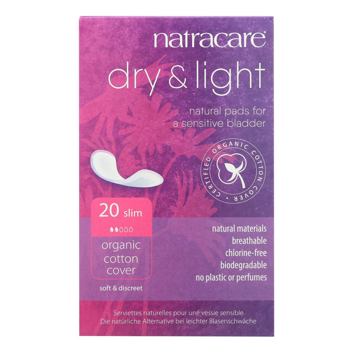 Natracare Dry And Light Individually Wrapped Pads - 20 Pack.