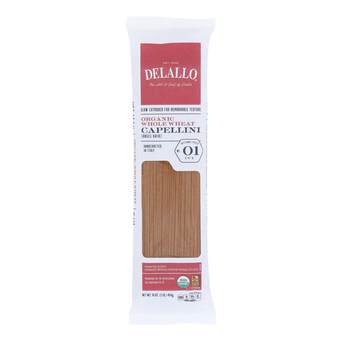 Delallo - Organic Whole Wheat Capellini Pasta - Case Of 16 - 1 Lb