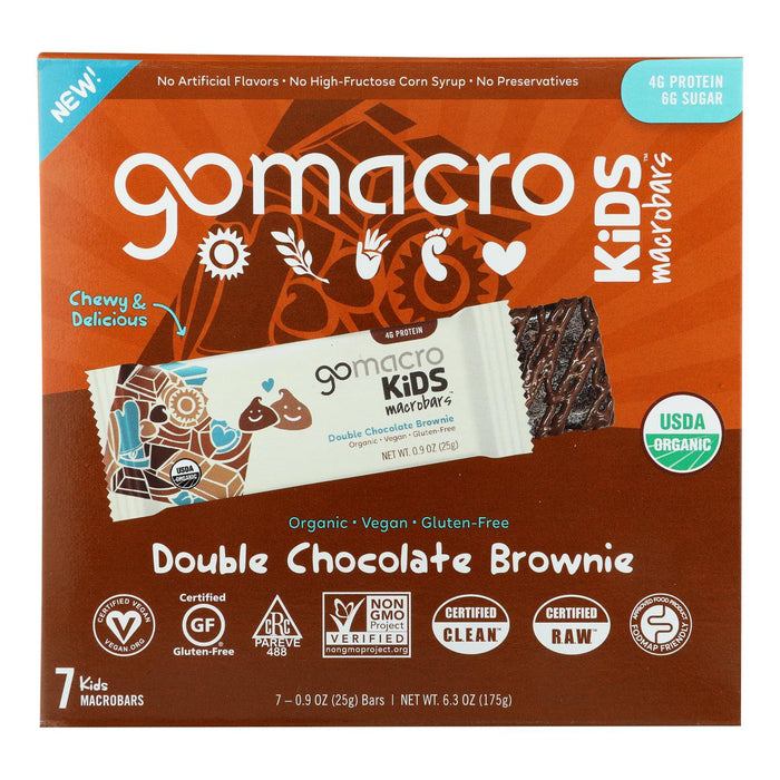 Gomacro - Kids Macrobar Double Chocolate Brownie - Case Of 7 - 6.3 Oz.