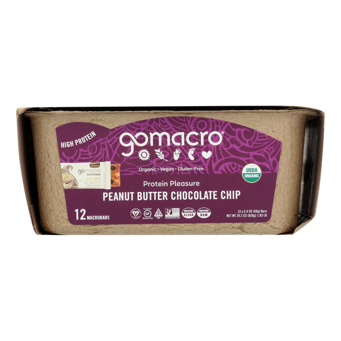 Gomacro Organic Macrobar - Peanut Butter Chocolate Chip - 2.5 Oz Bars - Case Of 12.