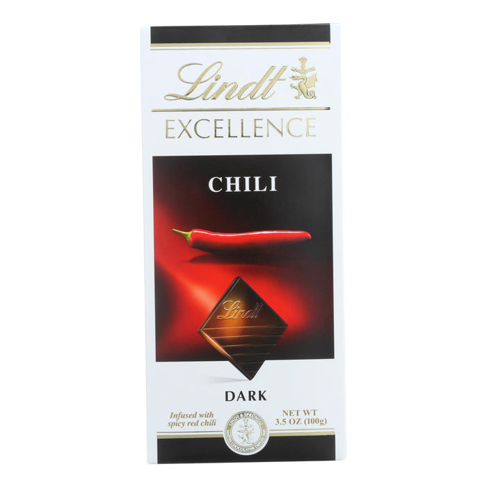 Lindt Chocolate Bar - Dark Chocolate - 47 Percent Cocoa - Excellence -Chili - 3.5 Oz Bars - Case Of 12