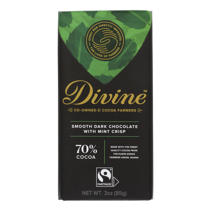Divine - Bar Chocolate Dark W/mint Crisp - Case Of 12 - 3 Oz.