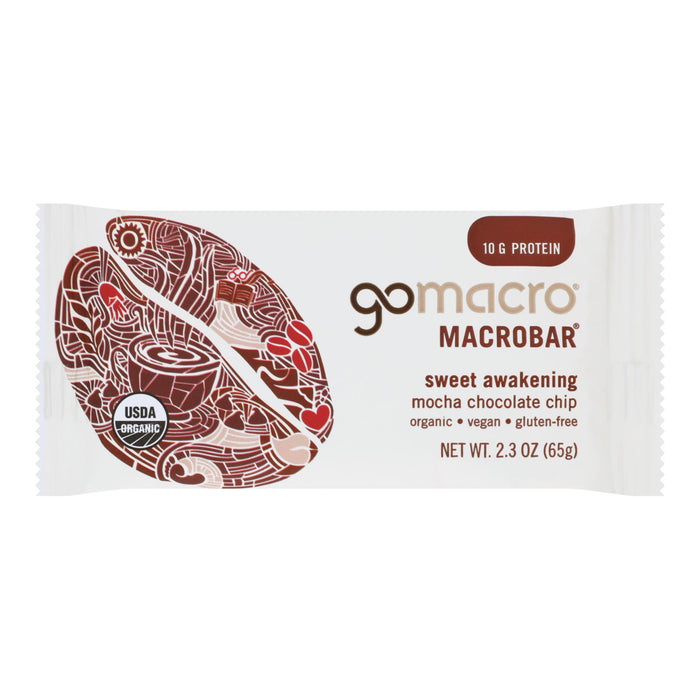 Gomacro Bar - Organic - Mocha - Chocolate Chip - Case Of 12 - 2.3 Oz.