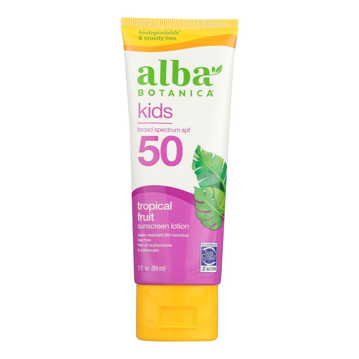 Alba Botanica  Sunscreen Lotion Kids Spf 50 - 1 Each-3 Fluid Ounces