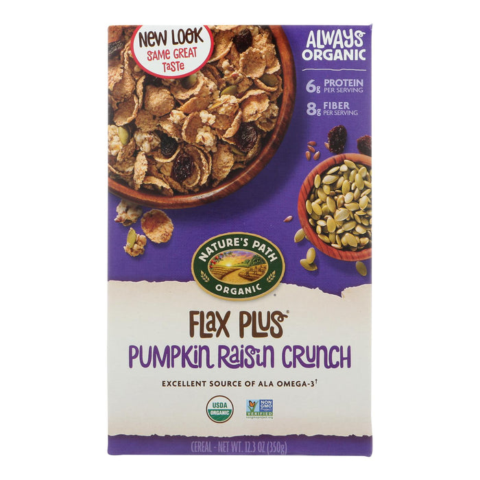 Nature's Path Organic Flax Plus Cereal - Pumpkin Raisin Crunch -Case Of 12 - 12.35 Oz.