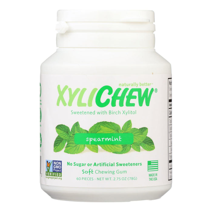 Xylichew Chewing Gum - Sugar Free Spearmint  60 Piece Jar - Case Of 4