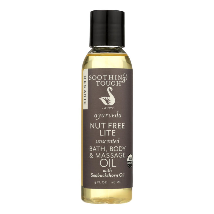 Soothing Touch Bath Body And Massage Oil - Organic -Ayurveda - Nut Free Lite - Unscented - 4 Oz