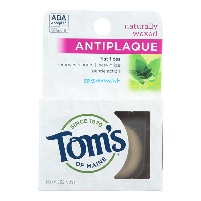 Tom's Of Maine Antiplaque Flat Floss Waxed Spearmint - 32 Yards - Case Of 6.