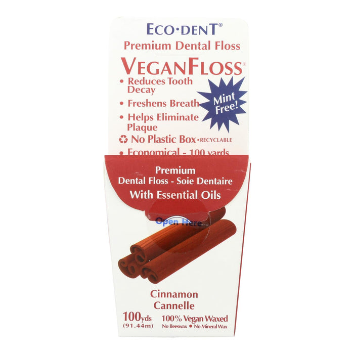 Eco-dent Veganfloss Premium Dental Floss Cinnamon - 100 Yards - Case Of 6.