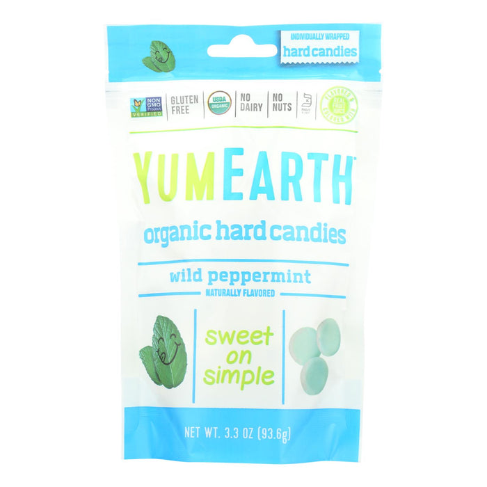 Yummy Earth Organic Candy Drops Wild Peppermint - 3.3 Oz - Case Of 6.