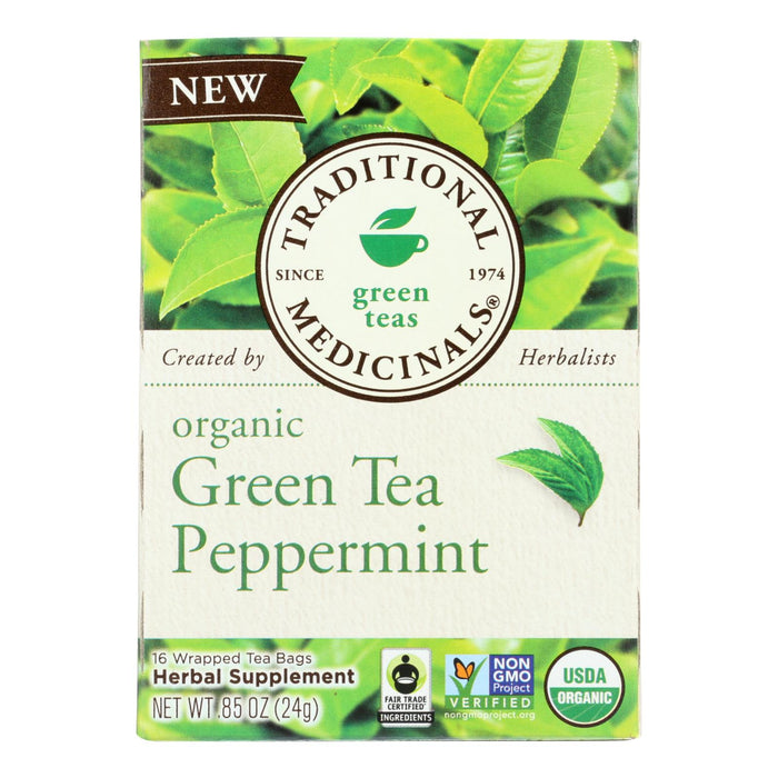 Traditional Medicinals Tea - Organic - Green Tea - Ppprmnt - 16 Ct - 1 Case.