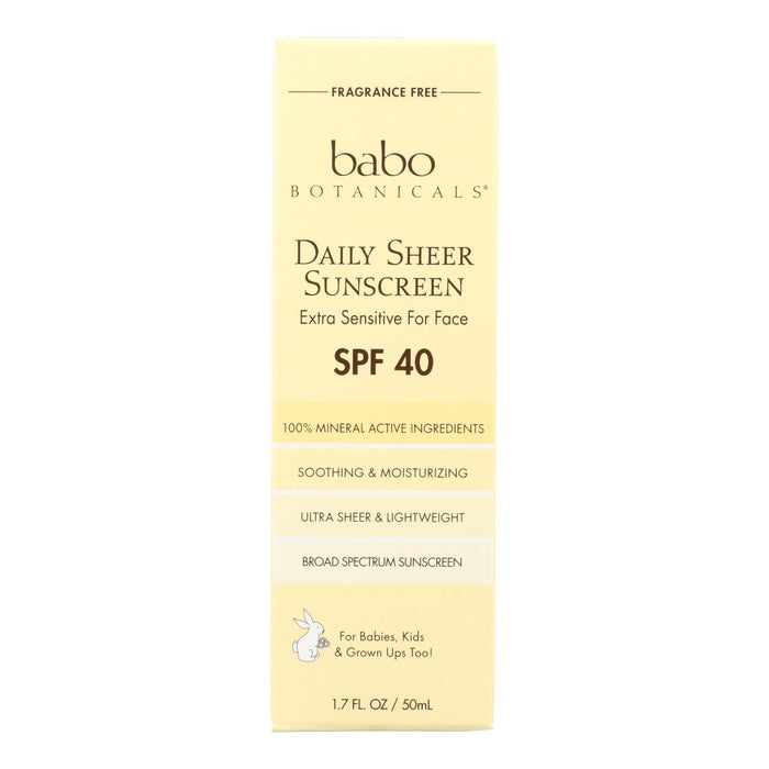 Babo Botanicals - Sunscreen - Daily Sheer - Spf 40 - 1.7 Oz.