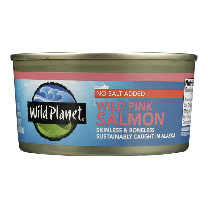 Wild Planet Wild Alaskan Pink Salmon - No Salt Added - Case Of 12 - 6 Oz