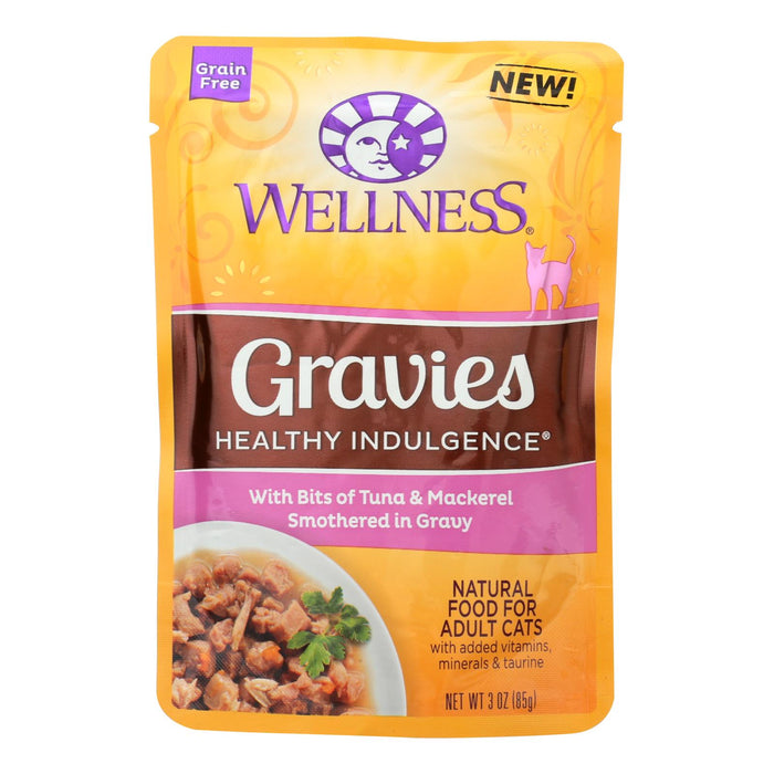 Wellness Pet Products Cat Food -Gravies With Bits Of Tuna And Mackerel Smothered In Gravy - Case Of 24 - 3 Oz.