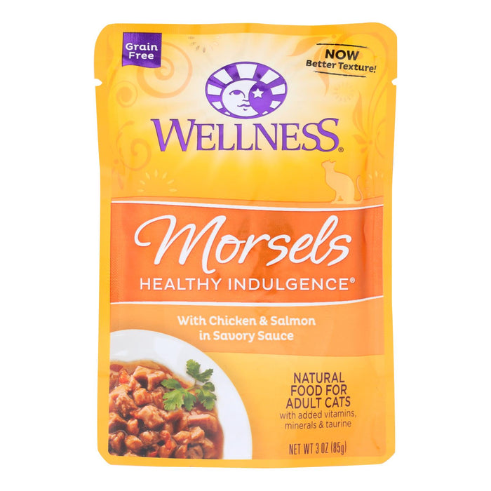 Wellness Pet Products Cat Food -Morsels With Chicken And Salmon In Savory Sauce - Case Of 24 - 3 Oz.