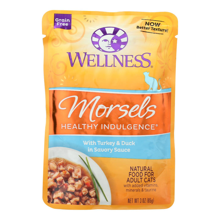 Wellness Pet Products Cat Food - Morsels With Turkey And Duck In Savory Sauce - Case Of 24 -3 Oz.