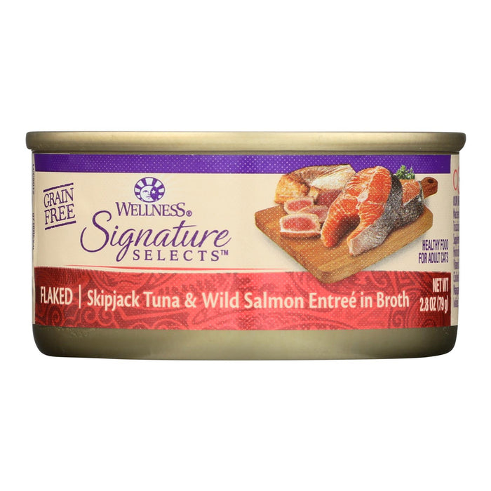 Wellness Pet Products - Signature Selects Cat Food -Skipjack Tuna And Wild Salmon Entree In Broth - Case Of 12 - 2.8 Oz.