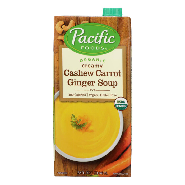 Pacific Natural Foods Carrot Ginger Soup -Organic Cashew - Case Of 12 - 32 Fl Oz.
