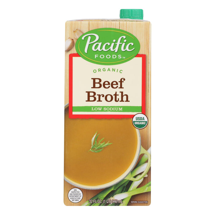 Pacific Natural Foods Beef Broth -Low Sodium - Case Of 12 - 32 Fl Oz.