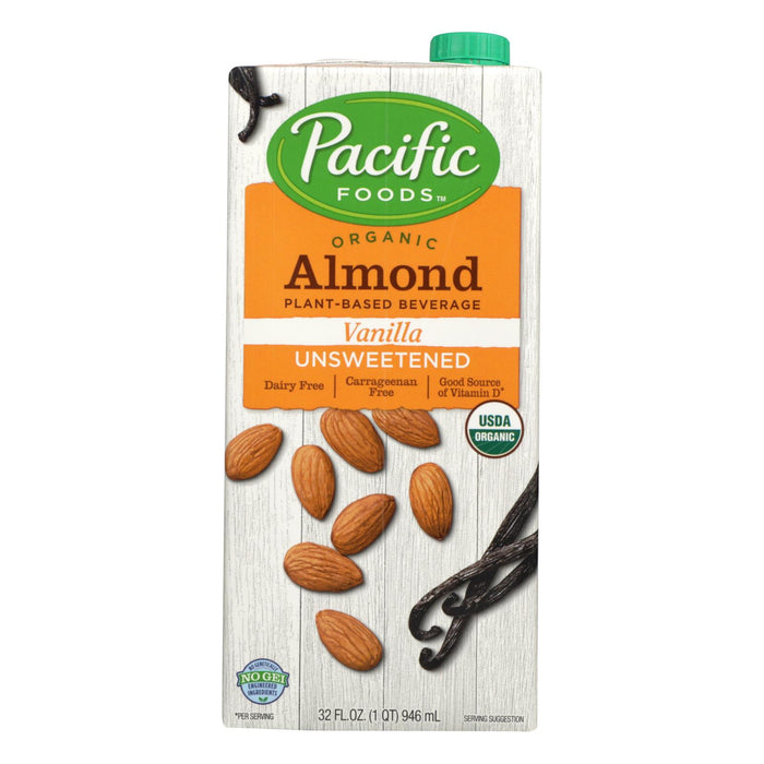 Pacific Natural Foods Almond Vanilla -Unsweetened -Case Of 12 - 32 Fl Oz.