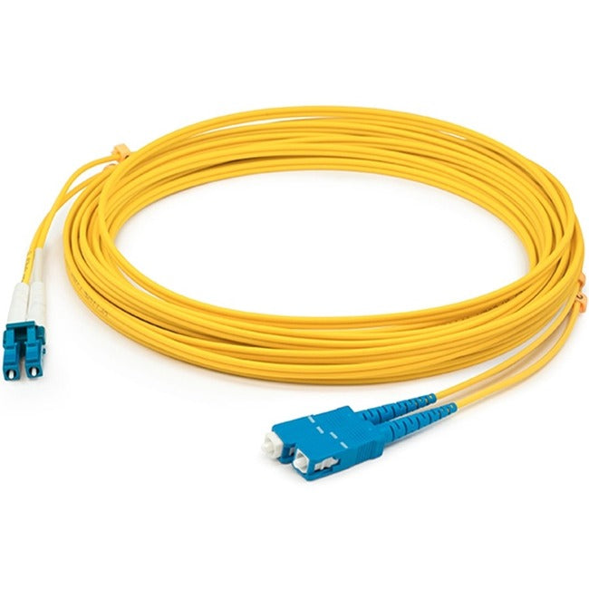 AddOn 15m LC (Male) to SC (Male) Yellow OS1 Duplex Fiber OFNR (Riser-Rated) Patch Cable