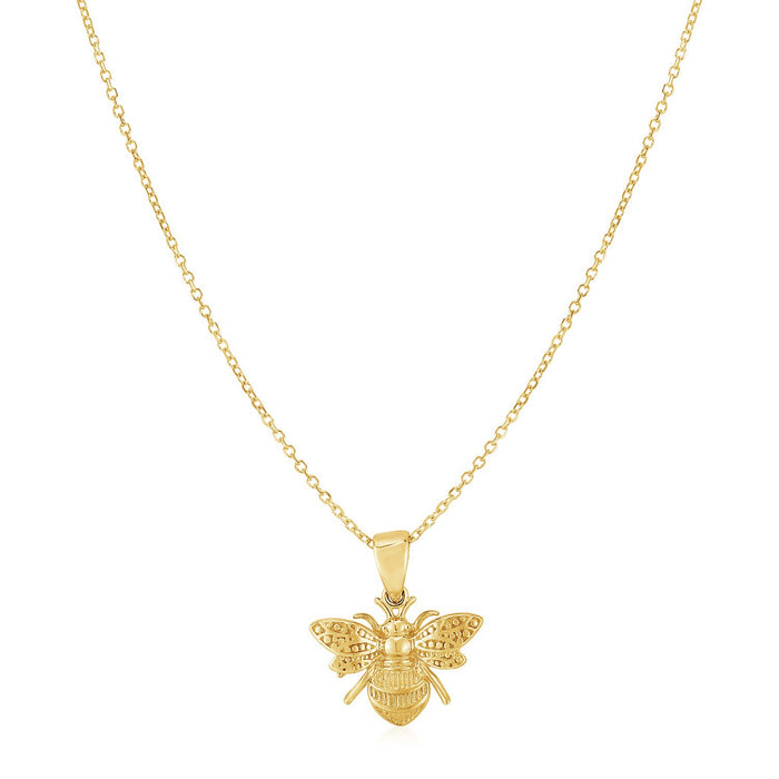 14K Yellow Gold Bee Necklace.