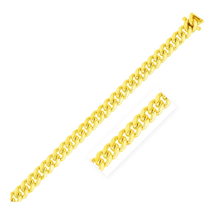 7.0mm 14k Yellow Gold Classic Miami Cuban Bracelet.