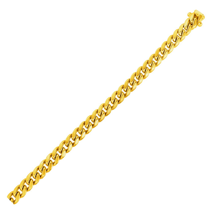 6.1mm 14k Yellow Gold Semi Solid Miami Cuban Chain.