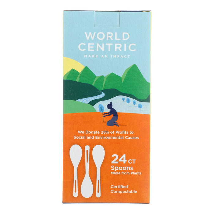 World Centric Cornstarch Compostable Spoon - Case Of 12 - 24 Count.