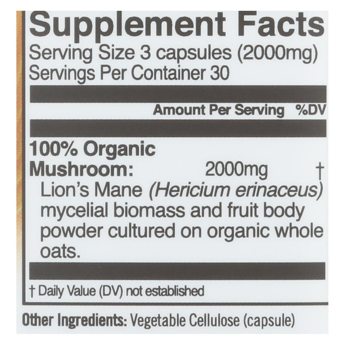 Organic Mushroom Nutrition - Mush Sprfd Lions Mane Cap - 1 Each - 90 Ct.