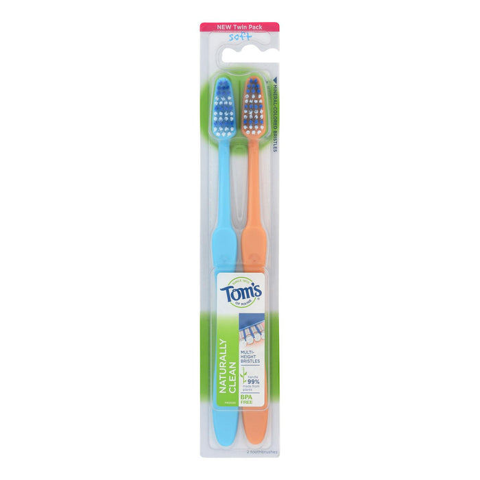 Tom's Of Maine - Tthbrush Natural Clean Twn Pack - Case Of 4 - 2 Ct.