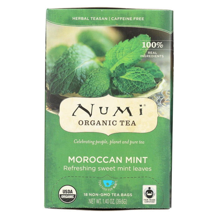 Numi Organic Tea Moroccan Mint - 18 Tea Bags - Case Of 6.