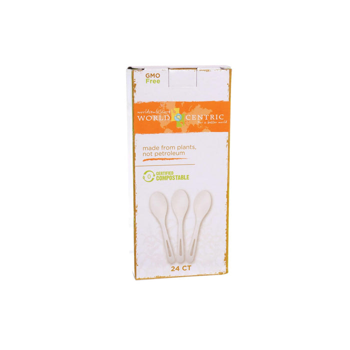 World Centric Cornstarch Compostable Spoon - Case Of 12 - 24 Count.