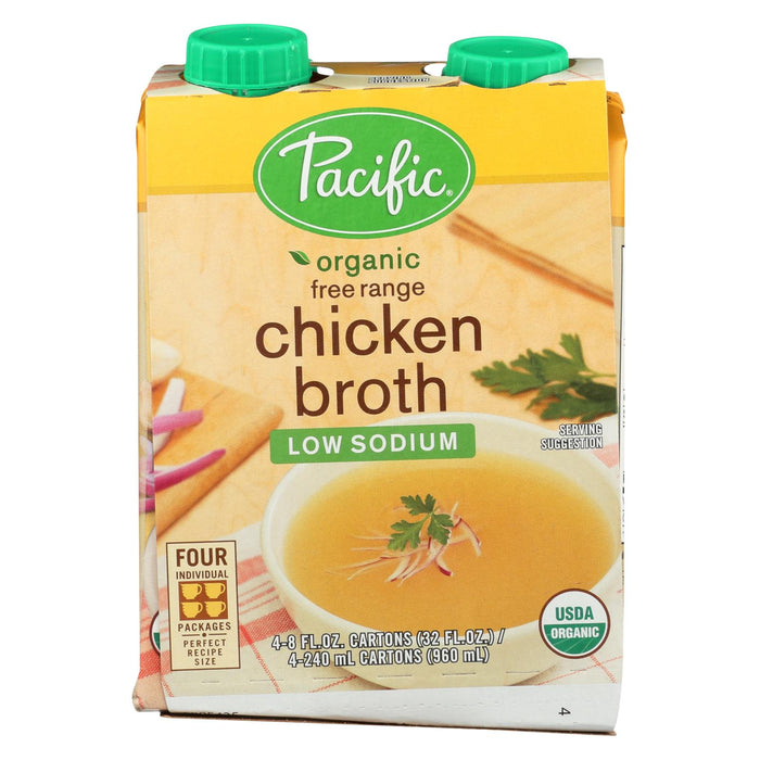 Pacific Natural Foods Free Range Chicken Broth - Low Sodium -Case Of 6 - 8 Fl Oz.