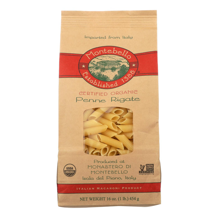 Montebello Organic Pasta - Penne Rigate - Case Of 12 - 1 Lb