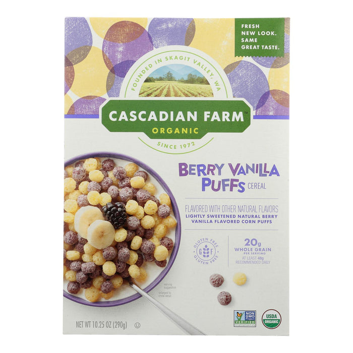 Cascadian Farm Cereal - Organic - Berry Vanilla Puff - 10.25 Oz - Case Of 12.