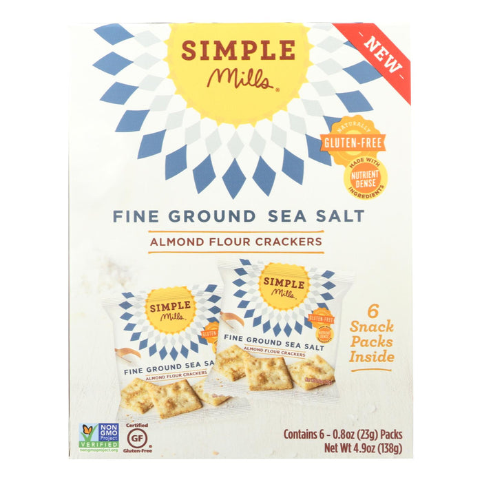 Simple Mills Fine Ground Sea Salt Almond Flour Crackers - Case Of 6 - 4.9 Oz.