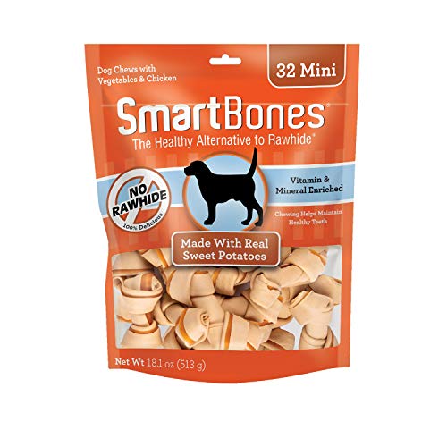 Smartbones Mini Chews with Real Sweet Potato 32 Count, Rawhide-Free Chews for Dogs