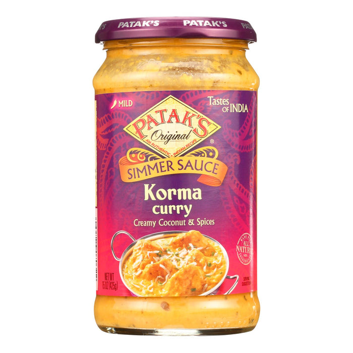 Pataks Simmer Sauce - Korma Curry - Mild - 15 Oz - Case Of 6.