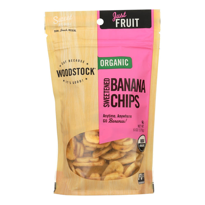 Woodstock Organic Sweetened Banana Chips - Case Of 8 - 6 Oz.