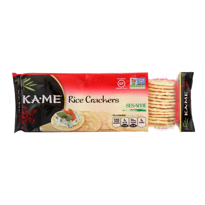 Ka'me Rice Crackers - Sesame - Case Of 12 - 3.5 Oz