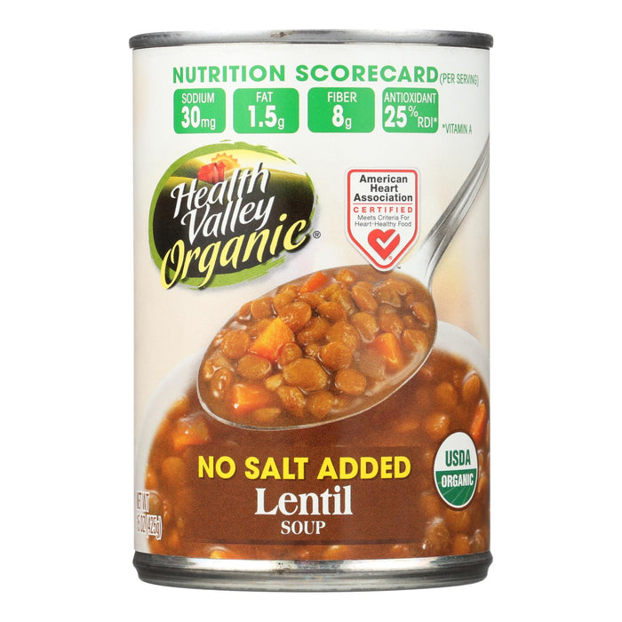 Health Valley Organic Soup -Lentil No Salt Added - Case Of 12 - 15 Oz.