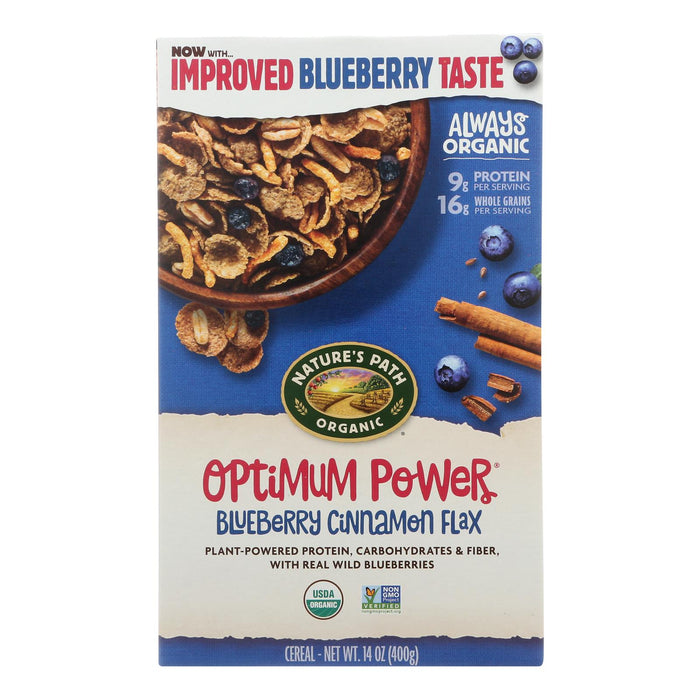 Nature's Path Organic Optimum Power Flax Cereal -Blueberry Cinnamon - Case Of 12 - 14 Oz.