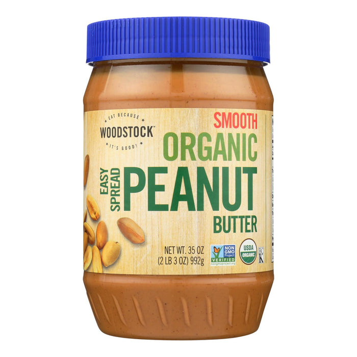 Woodstock Organic Smooth Easy Spread Peanut Butter -Case Of 12 - 35 Oz
