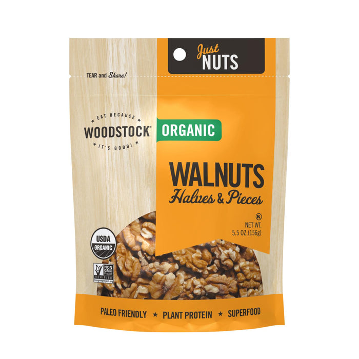 Woodstock Organic Walnuts Halves And Pieces - Case Of 8 - 5.5 Oz.